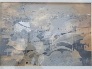 Old city picture, gold frame no.2