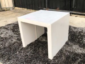 Center table, minimalist style, wooden frame, white.