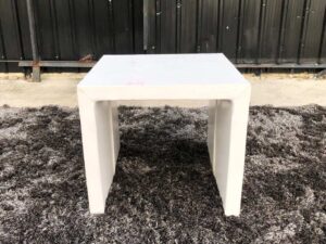 Center table, minimalist style, wooden frame, white.