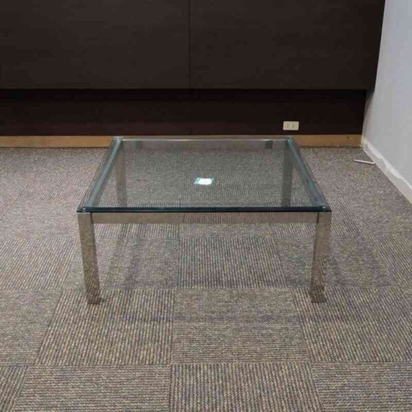 Center table, stainless steel frame, glass top