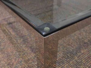 Center table, stainless steel frame, glass top