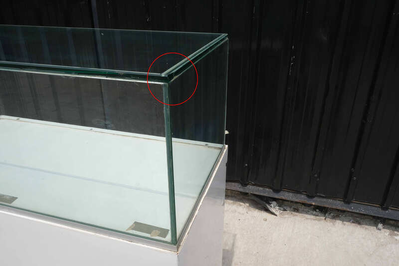 Jewelry display cabinet, glass showcase, glass product display cabinet, wooden frame, black-orange, 2 doors open.