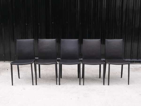 Dark brown/black leather chair, dining chair restaurant chair