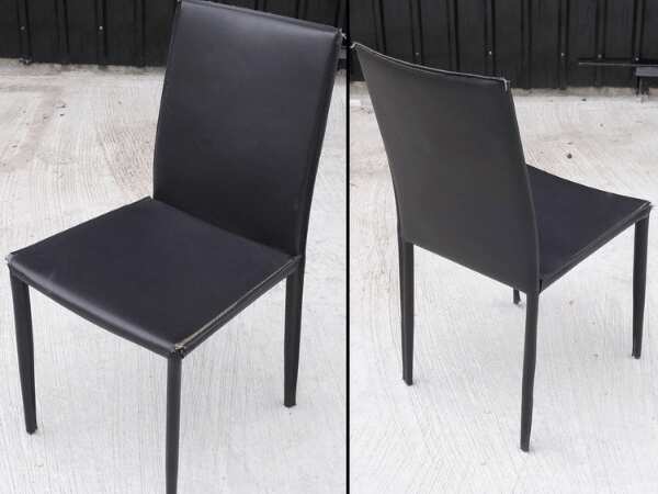 Dark brown/black leather chair, dining chair restaurant chair