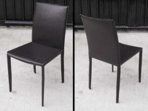 Dark brown/black leather chair, dining chair restaurant chair