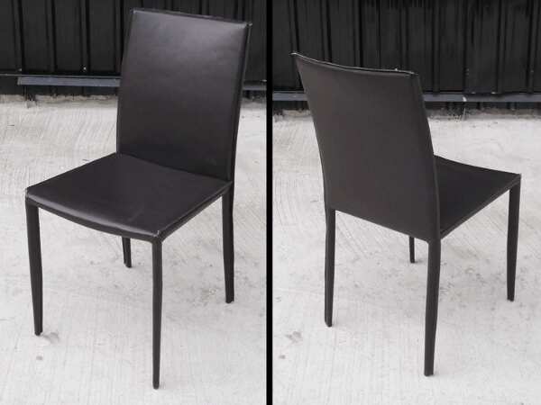 Dark brown/black leather chair, dining chair restaurant chair