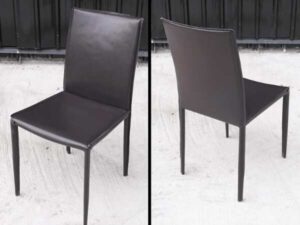 Dark brown/black leather chair, dining chair restaurant chair
