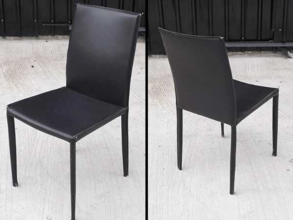 Dark brown/black leather chair, dining chair restaurant chair