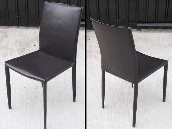Dark brown/black leather chair, dining chair restaurant chair