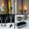 Bathroom counter lamp Glass front lamp, steel frame, wall mounted