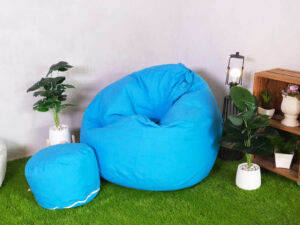 Bean Bag Chair, round bean bag + 1 leg stool