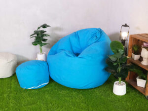 Bean Bag Chair, round bean bag + 1 leg stool