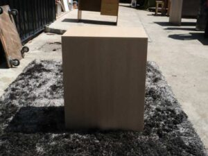 Wooden storage cabinet with 3 compartments, beech wood color