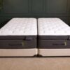 Mattress with base, 6 feet, 14 inches thick, gray, Sleep to Live brand.