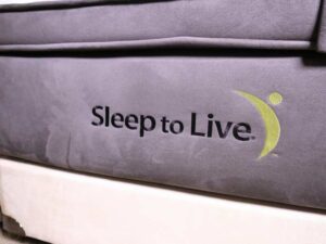 Mattress with base, 6 feet, 14 inches thick, gray, Sleep to Live brand.