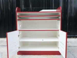 Podium, Podium, lecture stand, announcement stand, red, with storage underneath.