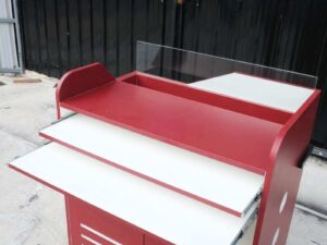 Podium, Podium, lecture stand, announcement stand, red, with storage underneath.