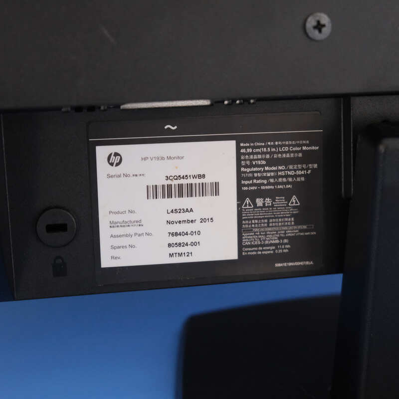 HP computer screen 18.5 inches, model V193b, works normally.
