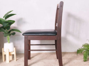 Wooden chair, black leather seat, beautiful frame.