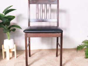 Wooden chair, black leather seat, beautiful frame.