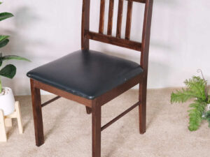 Wooden chair, black leather seat, beautiful frame.