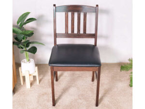 Wooden chair, black leather seat, beautiful frame.
