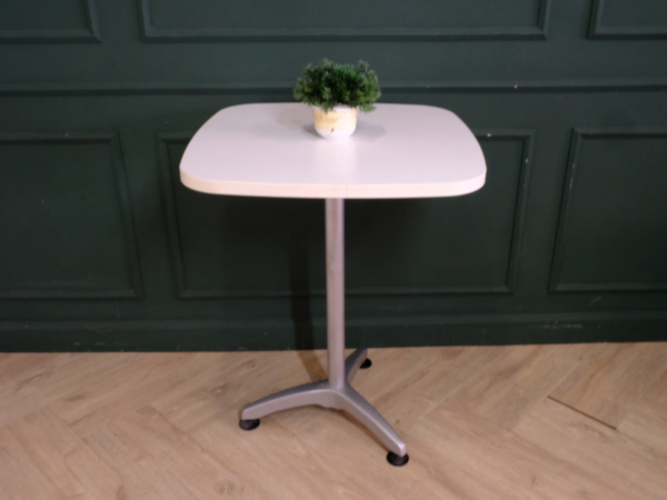 Bar table, steel frame, wooden top, white