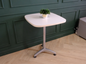 Bar table, steel frame, wooden top, white