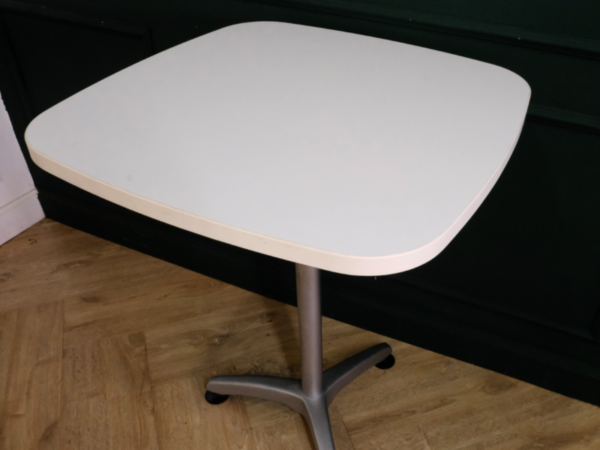Bar table, steel frame, wooden top, white