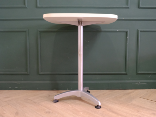 Bar table, steel frame, wooden top, white