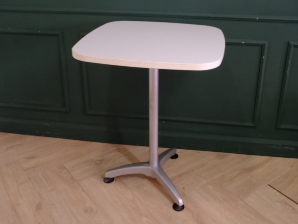 Bar table, steel frame, wooden top, white