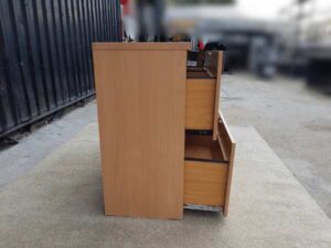 2-drawer filing cabinet, wooden frame, cream color