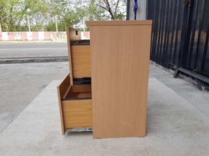 2-drawer filing cabinet, wooden frame, cream color