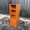 File cabinet wooden frame 2 open shelves 1 door with solid bottom opening
