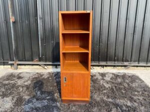 File cabinet wooden frame 2 open shelves 1 door with solid bottom opening