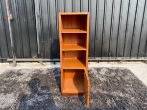 File cabinet wooden frame 2 open shelves 1 door with solid bottom opening