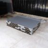 Product tray, blue-gray wooden frame Decorated with brown bricks