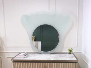 circle mirror shell pattern frame