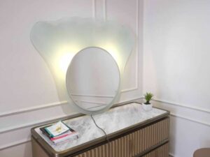 circle mirror shell pattern frame