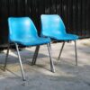 Poly chair, chrome plated legs blue/green/blue