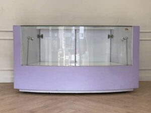 Jewelry cabinet, glass product display cabinet, long curve shape, purple
