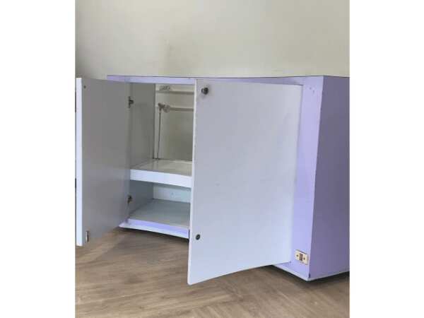 Jewelry cabinet, glass product display cabinet, long curve shape, purple