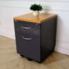 Mobile cabinet, 2 drawers, with wheels, gray color, wooden top, Moflex brand.