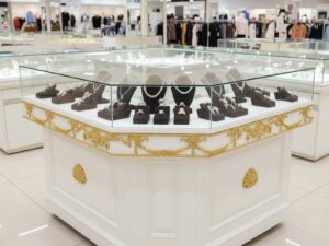 Jewelry cabinet, jewelry cabinet, diamond cabinet, product display cabinet, white cut corner cabinet