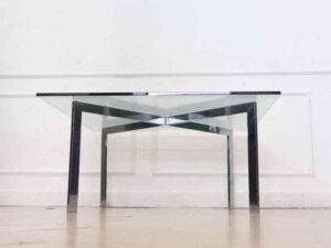 Square glass table steel frame 4 legs brand modemform