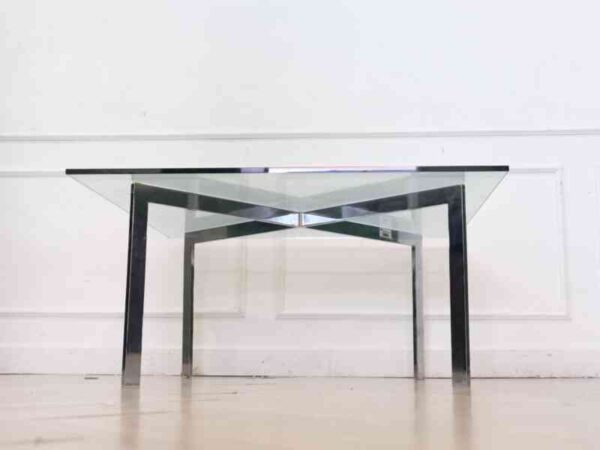 Square glass table steel frame 4 legs brand modemform