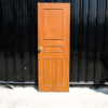 Wooden door, solid mullion door, hinges, gold knobs.