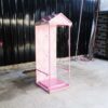 wooden shelf for displaying products Product display stand with pink roof