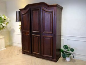 Wardrobe with 3 doors, opening, walnut color, European workmanship, sourced from Germany.