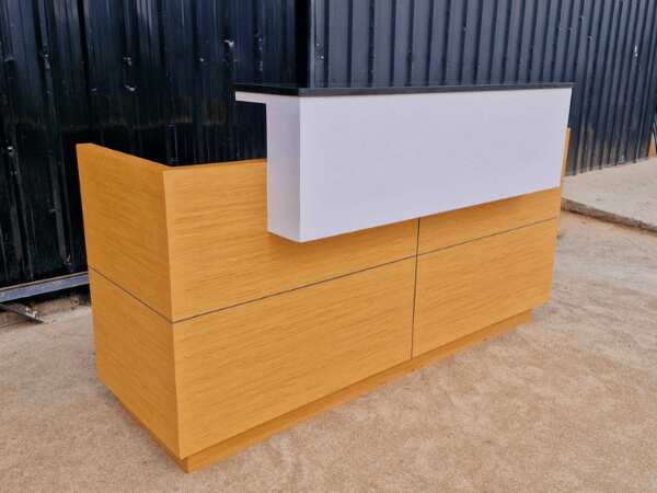 Reception counter with drawers, wooden frame, black stone top - 999